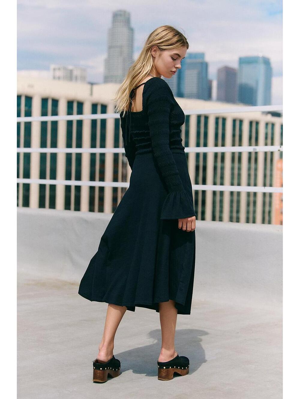 Free People Kiera Midi Dress NWT Black Large - Picture 4 of 4
